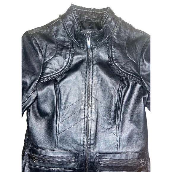 Bebe ruffle detail 100%  leather jacket - Picture 2 of 7